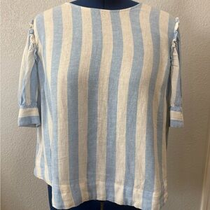 LC Lauren Conrad Light Blue and White Striped Short Sleeve Tunic